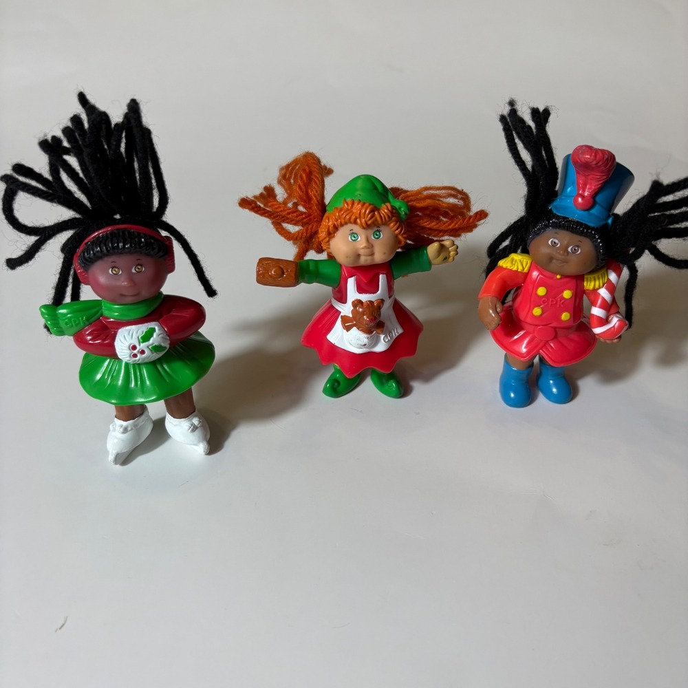 Vintage 90s Mini Cabbage Patch Figure Dolls 3ct Holiday Christmas Marching Skate